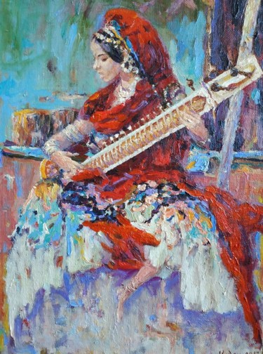 Painting titled "магия ситара" by Denis Konotop, Original Artwork, Oil