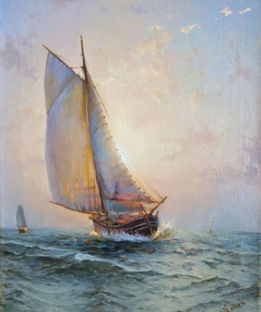 Painting titled "Парус" by Denis Konotop, Original Artwork, Oil