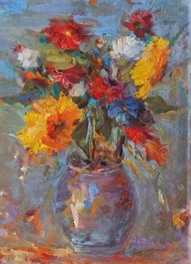 Painting titled "Цветочный натюрморт" by Denis Konotop, Original Artwork, Oil
