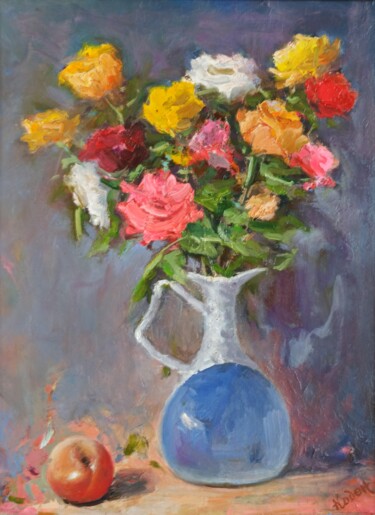 Painting titled "Цветы в кувшине ..." by Denis Konotop, Original Artwork, Oil