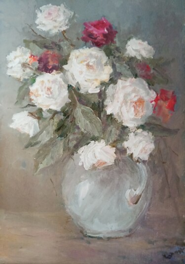 Painting titled "Цветы." by Denis Konotop, Original Artwork, Oil