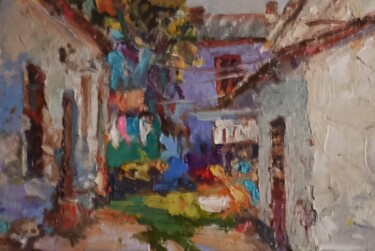 Картина под названием "Старый дворик..." - Denis Konotop, Подлинное произведение искусства, Масло