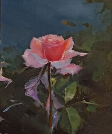 Painting titled "Садовая роза..." by Denis Konotop, Original Artwork, Oil