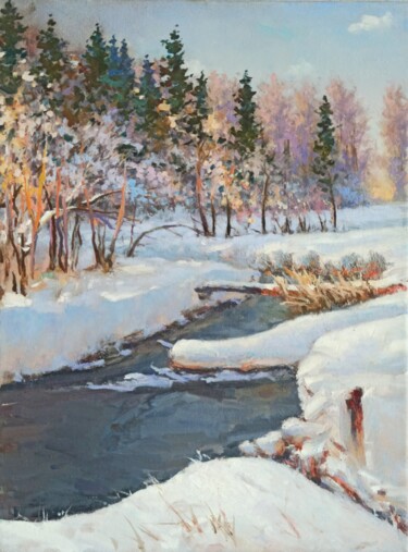 Картина под названием "Зимний пейзаж..." - Denis Konotop, Подлинное произведение искусства, Масло