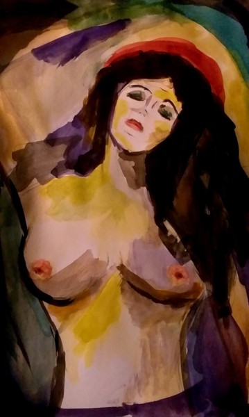 Картина под названием "Madonna" - Anna Kodochigova, Подлинное произведение искусства, Акварель