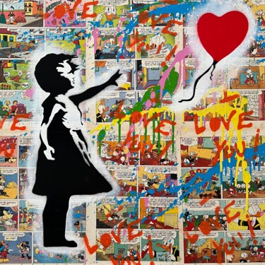 Картина под названием "Balloon Girl x PopA…" - Koen Betjes, Подлинное произведение искусства, Акрил