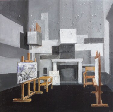 Malerei mit dem Titel "L'atelier" von Koen De Weerdt, Original-Kunstwerk, Acryl