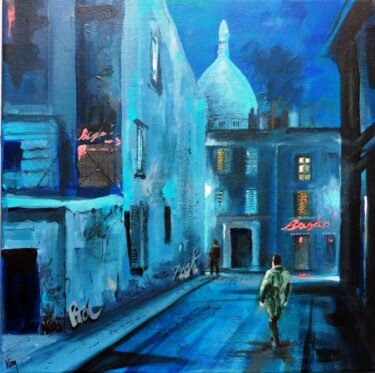 Painting titled "Nocturne 4" by Koen De Weerdt, Original Artwork, Acrylic Mounted on Wood Stretcher frame