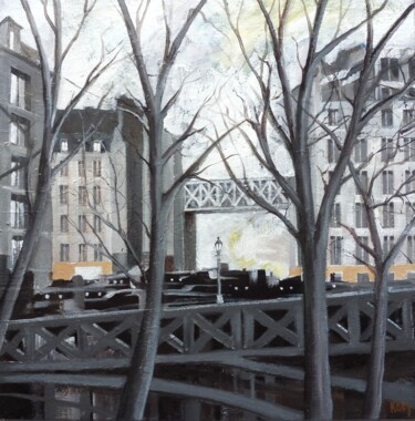 Painting titled "Novembre à Paris" by Koen De Weerdt, Original Artwork, Acrylic Mounted on Wood Stretcher frame