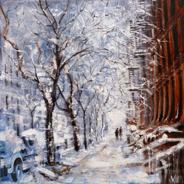 Pintura titulada "Neige à New York" por Koen De Weerdt, Obra de arte original, Acrílico Montado en Bastidor de camilla de ma…