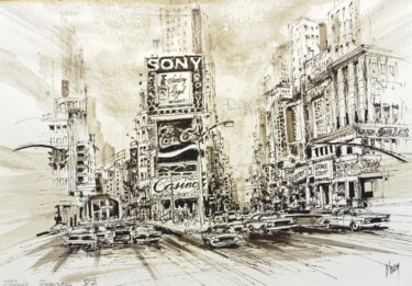 Dibujo titulada "Times Square" por Koen De Weerdt, Obra de arte original, Tinta