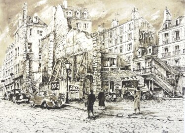 Drawing titled "Mon Vieux Quartier" by Koen De Weerdt, Original Artwork, Ink