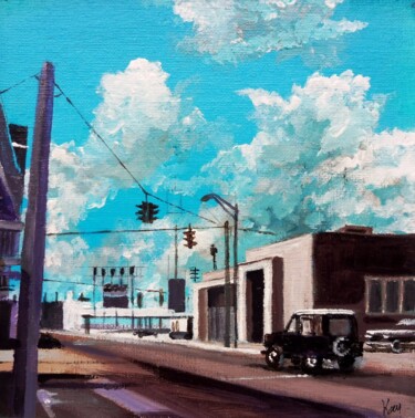 Painting titled "Main Street USA" by Koen De Weerdt, Original Artwork, Acrylic Mounted on Other rigid panel