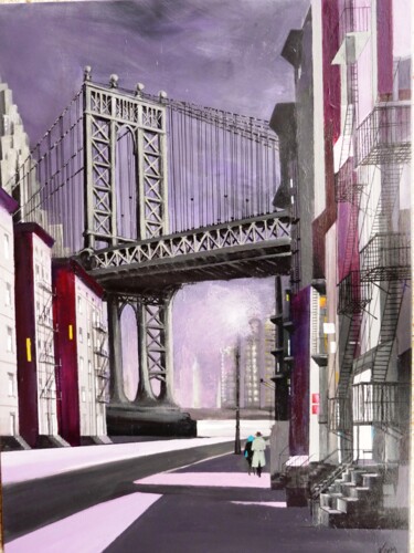 Pintura titulada "Manhattan Bridge" por Koen De Weerdt, Obra de arte original, Acrílico Montado en Bastidor de camilla de ma…