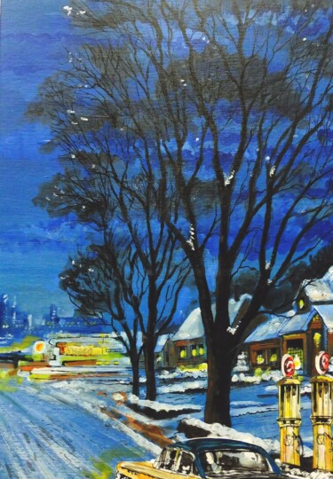 Dibujo titulada "Paysage d'hiver" por Koen De Weerdt, Obra de arte original, Acrílico