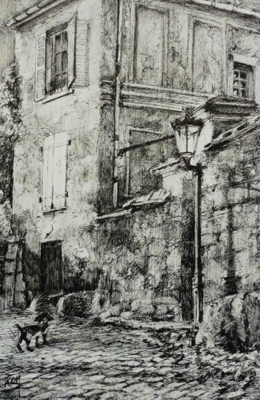 Desenho intitulada "La maison de Balzac" por Koen De Weerdt, Obras de arte originais, Tinta