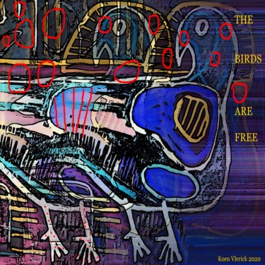 Artes digitais intitulada "THE BIRDS ARE FREE" por Koen Vlerick, Obras de arte originais, Trabalho Digital 2D