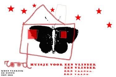 Arte digitale intitolato "ROOD HUISJE VOOR EE…" da Koen Vlerick, Opera d'arte originale, Lavoro digitale 2D