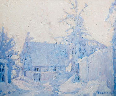 Schilderij getiteld "Winter" door Anastasija, Origineel Kunstwerk, Olie