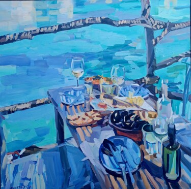 Schilderij getiteld "Summer lunch" door Anastasija, Origineel Kunstwerk, Olie