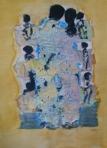 La famille Peinture intitulée "La famille" par Apollinaire Gbeteglo, Œuvre d'art originale, Pigments