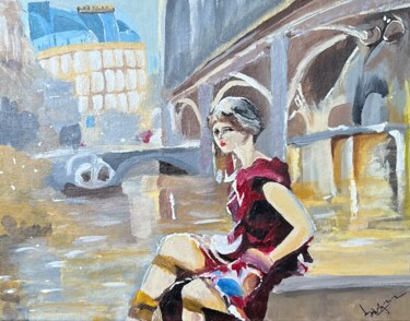 Painting titled "La parisienne" by Koffin’S Bryan Houessou, Original Artwork, Acrylic