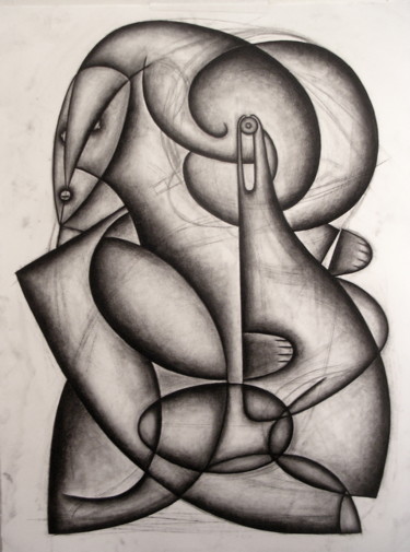 Σχέδιο με τίτλο "Her Lost Control" από Kerry O. Furlani, Αυθεντικά έργα τέχνης, Κάρβουνο