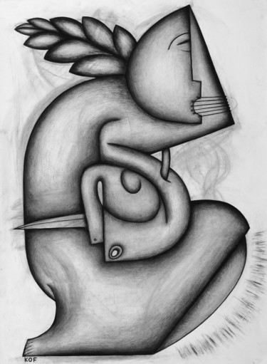 Drawing titled "The Lost Hymn of De…" by Kerry O. Furlani, Original Artwork, Charcoal