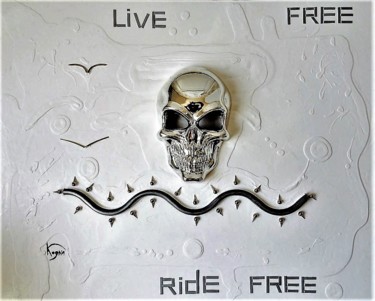 Sculpture titled "LIVE FREE RIDE FREE" by Kogan, Original Artwork, Mixed Media