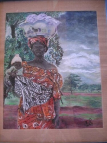 Painting titled "maman africaine" by Koki, Original Artwork