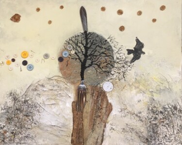 Painting titled "Arbre 2" by Koki, Original Artwork, Collages