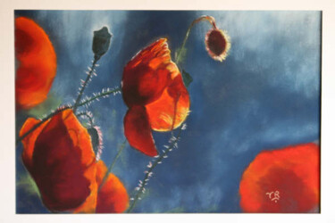 Peinture intitulée "coquelicot et son c…" par Koki, Œuvre d'art originale