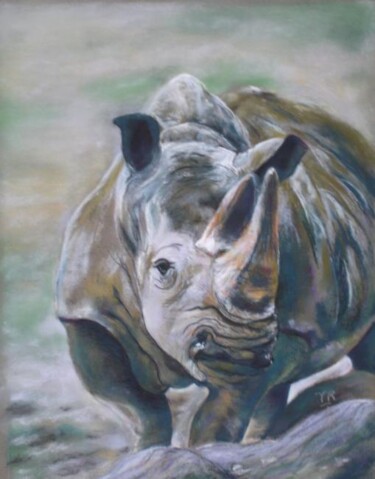 Dessin intitulée "Un Rhino...C...Ros.…" par Koki, Œuvre d'art originale, Autre