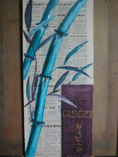 Peinture intitulée "asiatic bambou" par Koki, Œuvre d'art originale, Huile