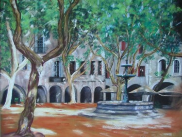 Drawing titled "Place d'UZES" by Koki, Original Artwork, Other