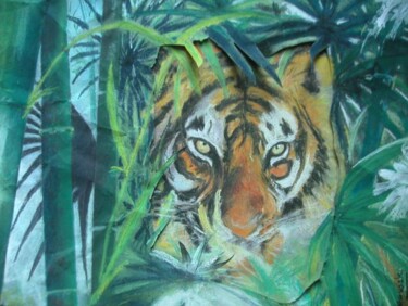 Peinture intitulée "inclusion tigre" par Koki, Œuvre d'art originale