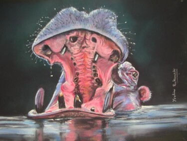 Рисунок под названием "Hippopotame" - Koki, Подлинное произведение искусства, Другой