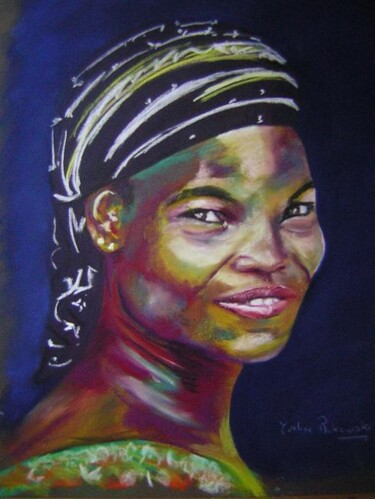 Pittura intitolato "Jeune femme Africai…" da Koki, Opera d'arte originale