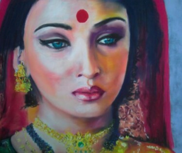 Peinture intitulée "beauté Bollywoodien…" par Koki, Œuvre d'art originale