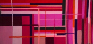 Peinture intitulée "Rythme in Pink" par Koki, Œuvre d'art originale, Huile