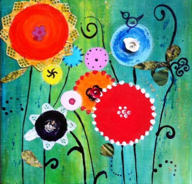 Painting titled "Flower Power 3" by Koki, Original Artwork