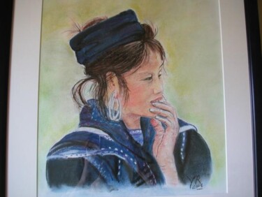 Peinture intitulée "portrait femme monh…" par Koki, Œuvre d'art originale