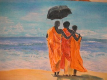 Dessin intitulée "amis africains" par Koki, Œuvre d'art originale, Autre