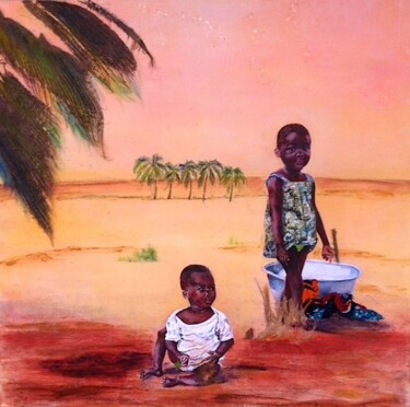 Pintura titulada "Dede et petite soeu…" por Koki, Obra de arte original