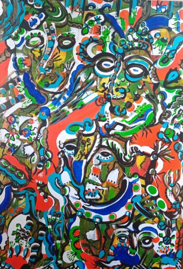 Pintura titulada "La beauté du regard…" por Kokou Senavon, Obra de arte original, Acrílico Montado en Bastidor de camilla de…
