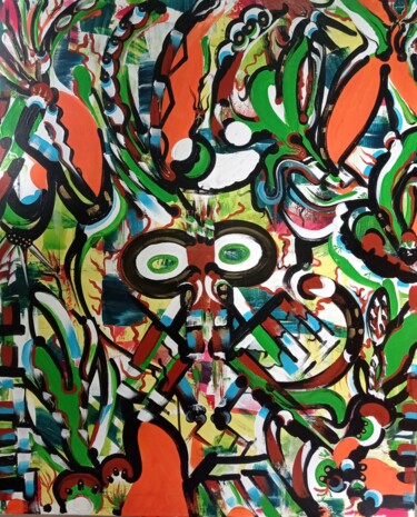 Painting titled "Face à son destin !" by Kokou Senavon, Original Artwork, Acrylic Mounted on Wood Stretcher frame
