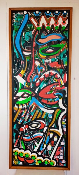 Painting titled "Double face !" by Kokou Senavon, Original Artwork, Acrylic Mounted on Wood Panel