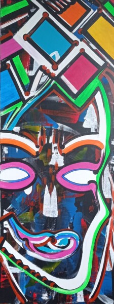 Malerei mit dem Titel "Le Regarde en persp…" von Kokou Senavon, Original-Kunstwerk, Acryl