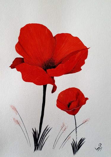 Painting titled "amapolas silvestres" by Irene Pestana Eliche, Original Artwork, Watercolor