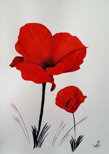 Peinture intitulée "amapolas silvestres" par Irene Pestana Eliche, Œuvre d'art originale, Aquarelle